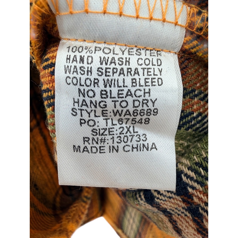 Umgee Plus 2X Mustard Orange Plaid Oversized Shacket Flannel Button Top NWT - Picture 7 of 8